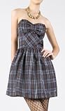 HEATON Trendy Plaid Strapless Dress