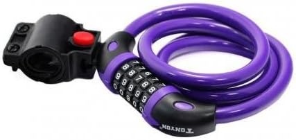 Bicycle Bike Cycling 5 Digit Password Lock Steel Wire 12Mm*1200Mm With Bracket - Purple