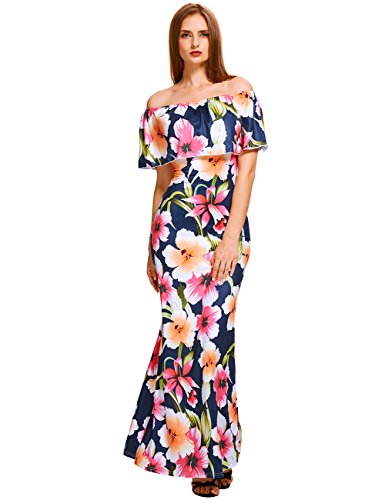 VintageRose Elegant Women's Floral Off Shoulder Dress
