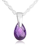 Sterling Silver 8x5mm Pear-Shaped Briolette Amethyst Pendant