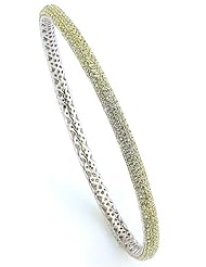 Sterling Silver & Cz Light Green Bangle