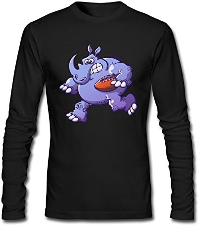 Jiade Men's Olympic-Rugby-Rhinoceros Long Sleeve T-Shirts Black XL