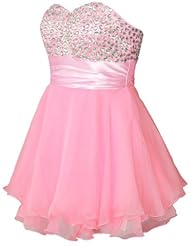 Chiffon/Silk Crystals Crystal Lace-Up Beaded Above the Knee Short Prom Dress/Mini Dress 