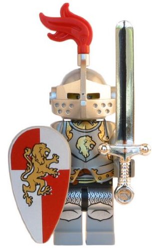 King's Knight (Lion Champion) - LEGO Kingdoms Castle Minifigure with Full Armor and Giant Chrome Sword