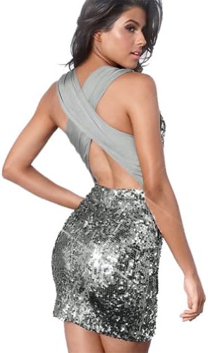 made2envy Women's Sequin Cross Back Dress