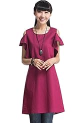 Cutout Cotton/Linen Midi Dress 