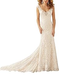 V-neck Peplum Beaded Lace Mermaid  Dress with a Court Train  with a Brush/Sweep Train 