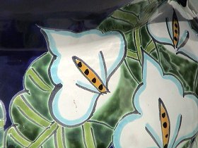 Fine Crafts ImportsIndoors/Outdoors Medium-Sized Blue Lily Mexican Colors Talavera Ceramic Garden Pot