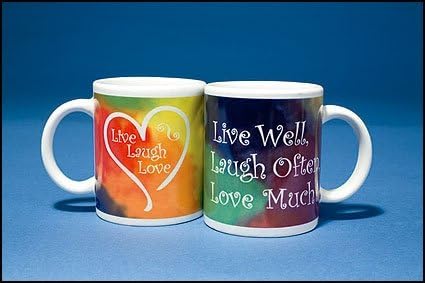 Live Well, Laugh Often, Love Much Ceramic Mug Heart Design Photo Quality Around the Coffee Cup
