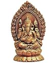 Ganesh Cast Statue In Red & Gold, 5.5" High