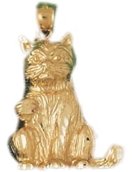 Dazzlers Solid 14k Gold Cat Charm Pendant Available in three colors from jewelsberry (weights: 7.9 grams only)