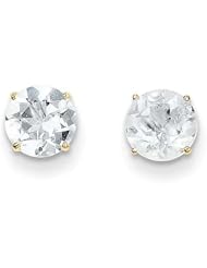 MadiK® 14k Yellow Gold Polished 6mm Round Aquamarine Post Earrings