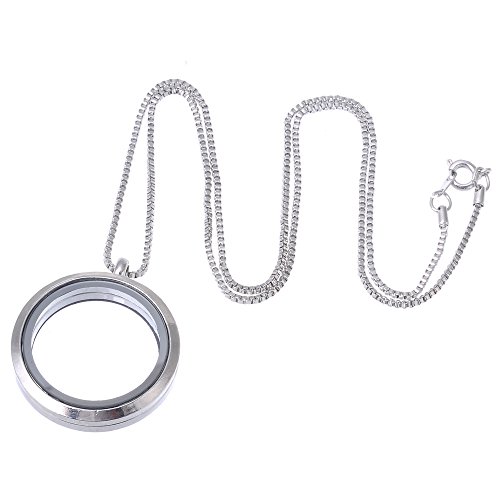 Living Memory Floating Charm Round Glass Locket Silver Pendant and Necklaces 20