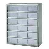Stack-On DSMG-18 18 Bin Plastic Drawer Parts Storage Organizer Cabinet, Metallic Green