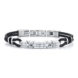 Exclusive Elegance: Stainless Steel Triple-bar Link And Dual Rubber Co...