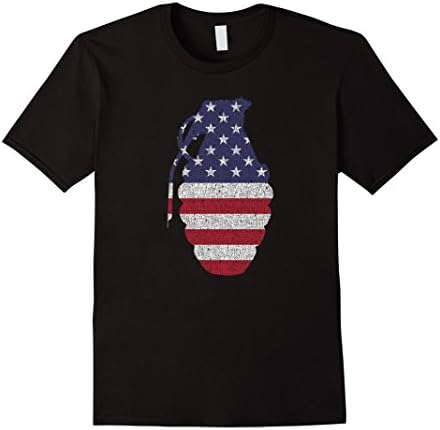 Men's USA American Flag Stars and Stripes Grenade Patriotic Shirt  2XL Black