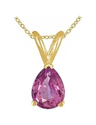 0.20Ct Pear Pink Sapphire Pendant in 14k Yellow Gold