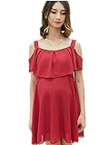 【TPGROWIN】 マタニティ ウェア 授乳服 ワンピース シフォン オフショルダー 授乳口付き エレガント 哺乳 出産 授乳 楽ちん 夏 全3色 (XL, レッド)