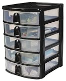 RUBBERMAID 3B01-00-BLA 5 MINI DRAWER TOWER(Pack of 6)