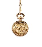 New Vintage Horses Gold Tone Chain Quartz Pocket Watch