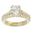 Goldtone Round-cut Cubic Zirconia Bridal Ring Set (Sizes 5 - 9 available)