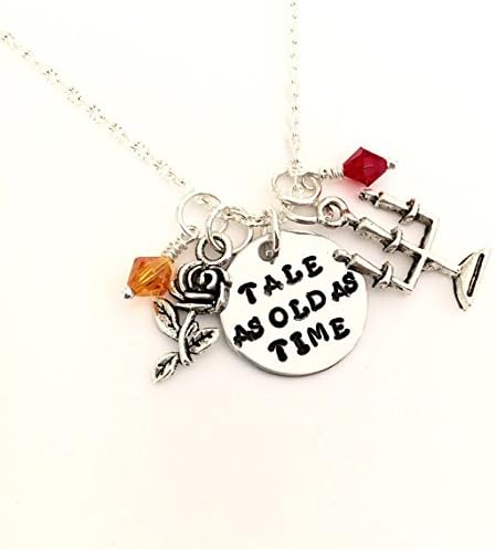 Beauty and the Beast inspired necklace-Fairy tale necklace-charm necklace-Princess charm necklace-Tale as old as time- Belle necklace