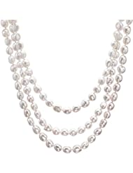 HinsonGayle AAA Handpicked Ultra-Iridescent White Baroque Cultured Pearl Rope Necklace (Extreme Baroque Collection, 65")