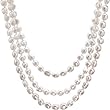 HinsonGayle Extreme Baroque Collection Handpicked Ultra-Iridescence White Baroque Cultured Pearl Rope Necklace (65 Inches)