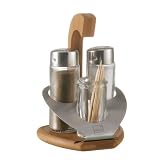 Stoha Design 043761 Tisch Set 4-teilig Bambusholz und Glas - Salz und Pfeffer - Zahn