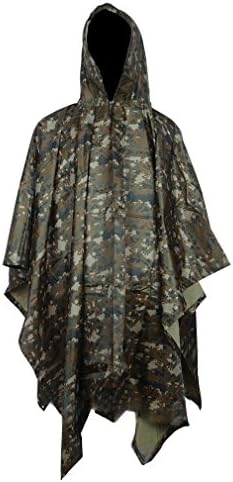 Viway Multifunction Military Camouflage Rain Poncho Packable &amp; Waterproof Travel Rainwear Rain Coat Slicker