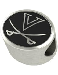 University of Virginia Cavaliers Bead Fits Most Pandora Style Bracelets Including Pandora, Chamilia, Biagi, Zable, Troll and More. High Quality Bead in Stock for Immediate Shipping