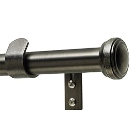 Levolor Fluted End Cap Rod Set, Antique Pewter, 1-Inch Diameter, 66 to 120-Inch Width by Levolor