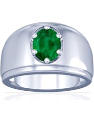14K White Gold Oval Cut Emerald Solitaire Ring