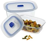 Bormioli Rocco Frigoverre Plus Tempered Glass Food Storage 2-Piece Rectangular Set with Frosted Blue Lids