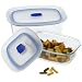 Bormioli Rocco Frigoverre Plus Tempered Glass Food Storage 2-Piece Rectangular Set with Frosted Blue Lids