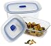 Bormioli Rocco 3.40800.SC4.0.21.990 Frigoverre Rectangular Tempered-Glass Food-Storage Containers with Vented Lids, Set of 2
