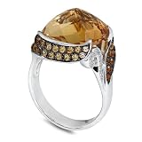 One of a Kind Citrine and Diamond Ring in 18k White Gold
