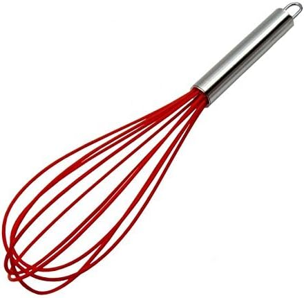 Pro Silicone Whisk | Exclusive 12" Balloon Whisk / Egg Frother / Beater for Whipping Your Ingredients | Extremely Sturdy, Nonstick and Heat Resistant | Premium Silicone Wire with Comfortable Stainless Steel Handle | Dishwasher Safe Series | Vibrant Red | 963