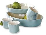 Review Metro 5143CD / Mayfair & Jackson Pretty Petals 6 Piece Cloud Blue Oval Ruffle Stoneware Set 5143CD