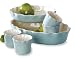 Mayfair & Jackson Pretty Petals 6 Piece Cloud Blue Oval Ruffle Stoneware Set 5143CD