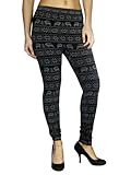 Women Popular and Trendy Deer Snowflake Print Leggings, White, Plus Size