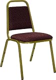 Hercules&trade; Budget Buster Upholstered Stack Chair with Trapezoid Back and 1.5'' Padded Foam Seat - Burgundy Patterned Fabric, Gold Frame [RT-BHF2-ALLGOLD-SF14-GG]