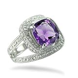 Bague Femme Argent Fin 925/1000 Oxyde de Zirconium Violet 3 CT T54