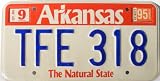 Arkansas, The Natural State License Plate with blue numbers
