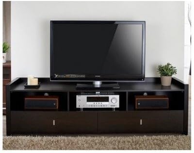 Modern Media Console Entertainment Stand with Drawers Wooden Black