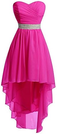 Sweet Kisses Women High Low Lace Up Back Chiffon Prom Party Homecoming Dresses Fuchsia-24W