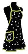 Black & White Polka Dot Monogram Apron with Lime Trim - O Black & White Polka Dot Monogram Apron with Lime Trim - O