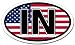Indiana IN and US Flag Car Bumper Sticker Decal Oval