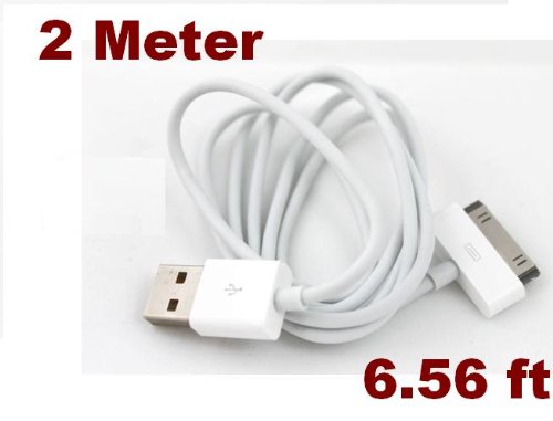 XL Version - iPad iPhone 2 Meter Extra Long Cable / USB Data Sync / Charging / PC Connectivity Cable - 6.56 ft 2 Meter Length - XL Version
