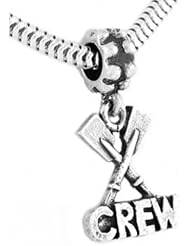 Sterling Silver One Sided Paddle Rowing Crew Dangle Bead Charm